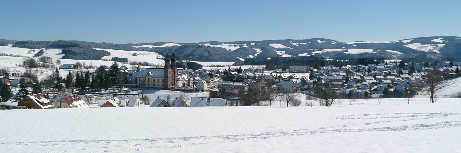 Ortsansicht von St. Peter mit Winterlandschaft